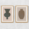 Neutral Vase Set Medium Oak Frame