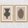 Neutral Vase Set Wide Oak Frame
