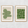 Green Bauhaus Set Narrow Oak Frame