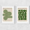 Green Bauhaus Set Wide White Frame