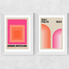 Pink and Orange Bauhaus Set Wide White Frame