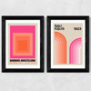 Pink and Orange Bauhaus Set Wide Black Frame