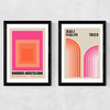 Pink and Orange Bauhaus Set Medium Black Frame