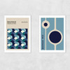 Blue Bauhaus Set Unframed Print