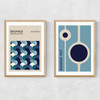 Blue Bauhaus Set Narrow Oak Frame
