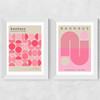 Pink Bauhaus Set Wide White Frame