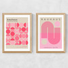 Pink Bauhaus Set Medium Oak Frame