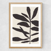 Linocut Branch III White Black Medium Oak Frame