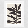 Linocut Branch III White Black Wide White Frame