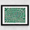One Hundred Leaved Landscape Green Wide Black Frame