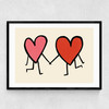 Heart Holding Hands Narrow Black Frame