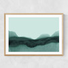 Abstract Landscape Green Narrow Oak Frame
