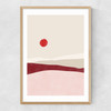 Pink & Red Landscape Narrow Oak Frame