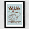 Coffee & Croissant Club Wide Black Frame
