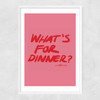 What's For Dinner Pink Narrow White Frame