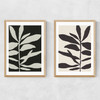 Linocut Branch Set Narrow Oak Frame