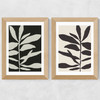 Linocut Branch Set Wide Oak Frame