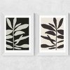 Linocut Branch Set Wide White Frame