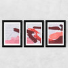 Pink Brush Tryptich Wide Black Frame