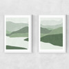 Green Landscape Set Narrow White Frame