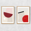 Pink & Red Graphic Set Narrow Oak Frame