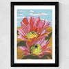 Pink Desert Cactus Flower Wide Black Frame