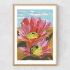 Pink Desert Cactus Flower Narrow Oak Frame