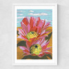 Pink Desert Cactus Flower Medium White Frame