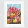 Pink Desert Cactus Flower Wide White Frame