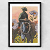Retro Rodeo Cowboy Medium Black Frame