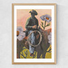 Retro Rodeo Cowboy Medium Oak Frame