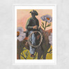 Retro Rodeo Cowboy Narrow White Frame