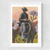 Retro Rodeo Cowboy Medium White Frame