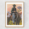 Retro Rodeo Cowboy Narrow Oak Frame