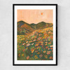 Pastel Poppy Landscape Narrow Black Frame