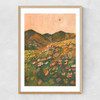 Pastel Poppy Landscape Narrow Oak Frame
