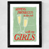 Prosecco in the Pub with My Girls Wide Black Frame