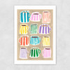 Stripey Coffee Cups Unframed Print