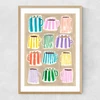 Stripey Coffee Cups Narrow Oak Frame