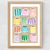 Stripey Coffee Cups Wide Oak Frame