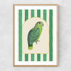 Stripey Green Parrot Narrow Oak Frame