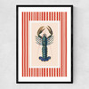 Stripey Lobster Narrow Black Frame
