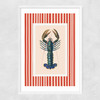 Stripey Lobster Narrow White Frame