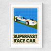 Superfast Race Car Medium White Frame
