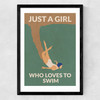 Just a Girl who Loves to Swim Medium Black Frame