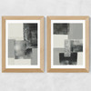Monochrome Blocks Diptych Wide Oak Frame