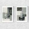 Monochrome Blocks Diptych Narrow White Frame