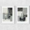 Monochrome Blocks Diptych Wide White Frame