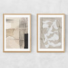 Paper Abstract Diptych Narrow Oak Frame