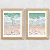 Aerial Beach Diptych Wide Oak Frame